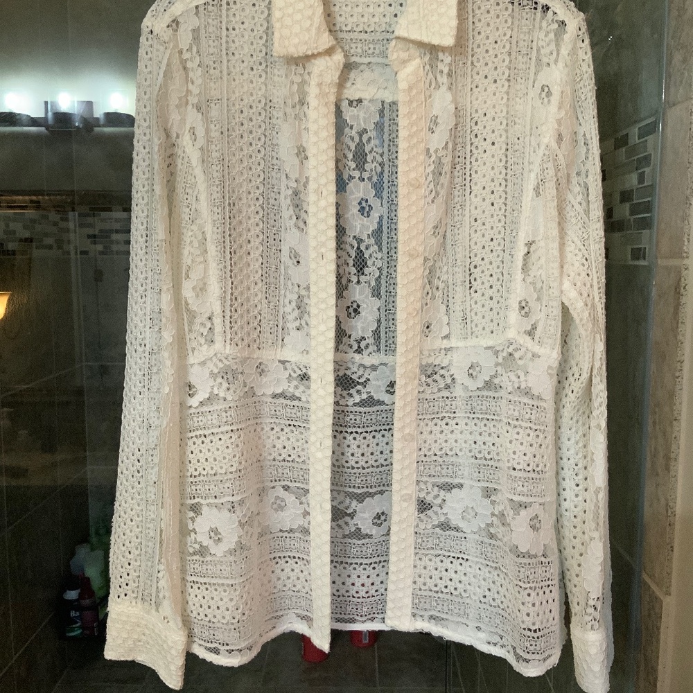 Tommy Hilfiger Shirt - Beige Lace Size S